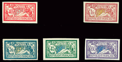 Merson non dentelés : n°119a + 120a + 121a + 123b + 143b + 144b, ...