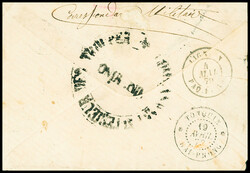 2 lettres dont 1 affr. 15c Cérès (CG n°22) OBL Corr d'Armées / ...