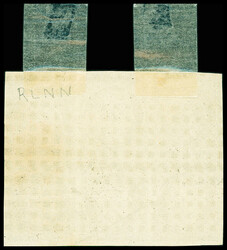 N°1 10c bistre-jaune, bloc de six, obl. gros points annulation de ...