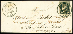 N°3 20c noir obl. avec cad T14 Salins 3 janv 1849, répété à ...