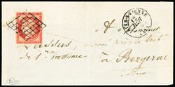 N°7 1 franc vermillon, bien margé, oblitéré grille, càd T15 ...