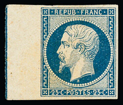 N°10b 25c bleu avec filet d'encadrement sur le bdf, neuf avec gomme ...