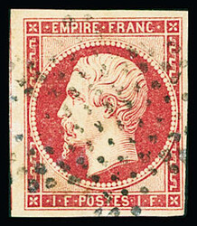 N°18 1f carmin, obl. étoile, voisin à gauche, TB. Signé Scheller ...