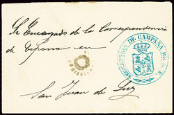 Lettre en franchise avec cachet bleu avec armoiries et couronne ...