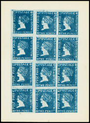 Deux feuilles de 25 du type de 1858 (6p bleu) et 6p gris avec ...